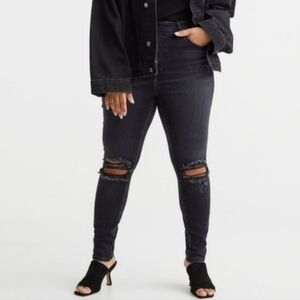 American Eagle AEO Black Hi-Rise Jeggings Ripped High Waisted Stretchy Skinny